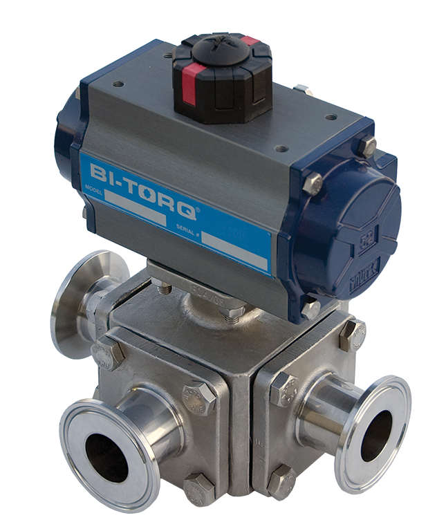 IS-3WTC (3-Way Sanitary ) Pneumatic Actuated Stainless Steel Ball Valves